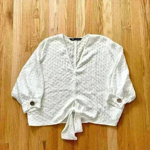 Zara Patterned Front Tie Top